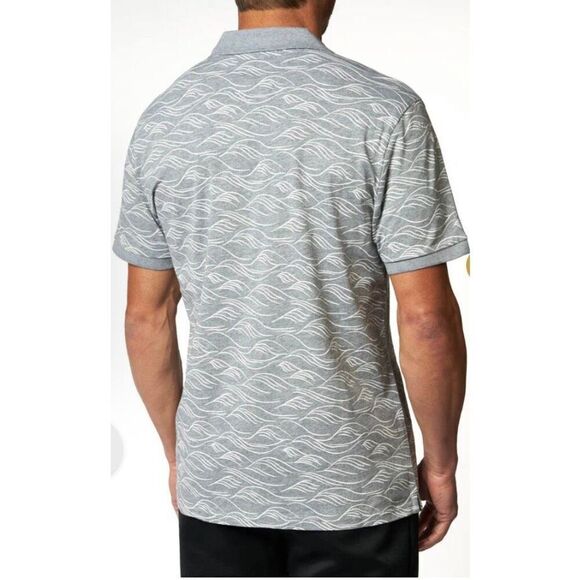 BEN SHERMAN - NWT - M Sz M - Wave Print Polo Shirt in Tonal Wave/Grey Heather - Picture 2 of 16